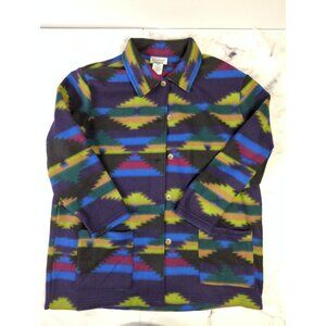 Vtg Fashion Formula Womens Oversized Small Fleece Aztec Button Up Shirt